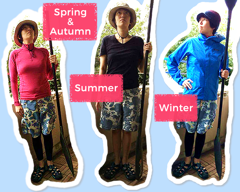 Kayaking outfits for different seasons